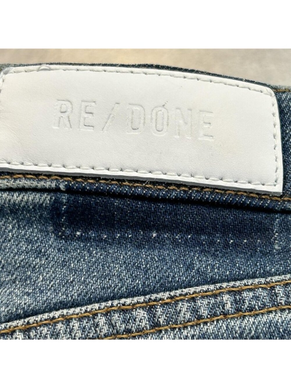 RE/DONE Jeans Womens 28 Fits 30 Blue Super Crop Flare Relaxed Distressed Boho - Picture 3 of 13